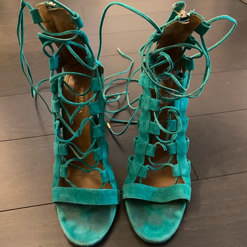 Aquazzura Amazon Cut Out Green Sandal